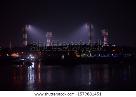 Eden Gardens stadium in Kolkata lit up at night  Royalty-Free Stock Photo #1579881451