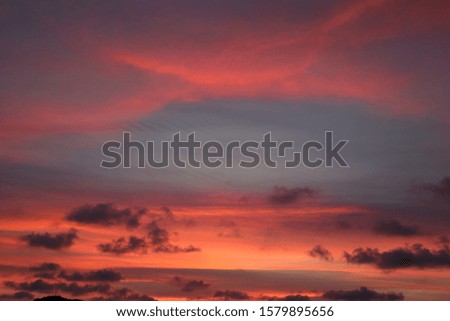 colorful sky at sunset with some clouds. romantic and relaxing mood