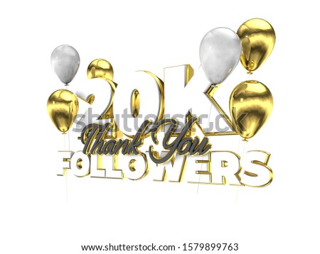 20K Followers Thanks 3d illustration social media Fans on white background isolated - illustration