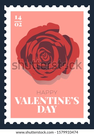 Stamp with picture flower and text