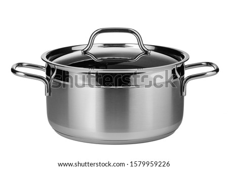Stainless steel pot isolated on white background Royalty-Free Stock Photo #1579959226