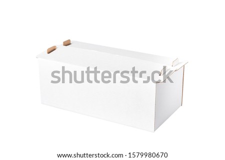 White carton cake box with cover, isolated