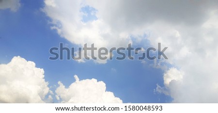 Landscape photo white clouds in the sky blue sky on sunny day