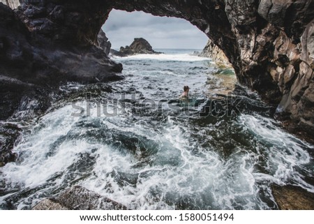 Stormy day at the Seixal natural pools, Madeira island(Portugal)