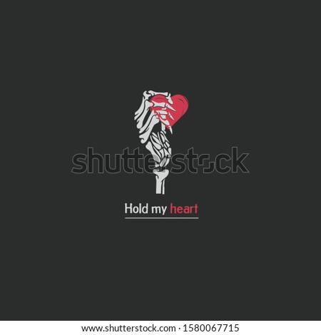 skeleton hand holding love, illustration