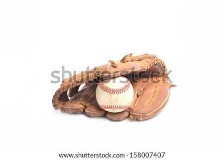 Baseball glove and ball isolated on white 