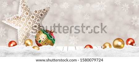 christmas background with golden balls and silver star