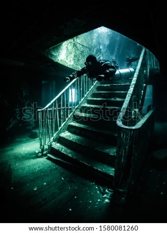 Ship Wreck Underwater Malta Royalty-Free Stock Photo #1580081260