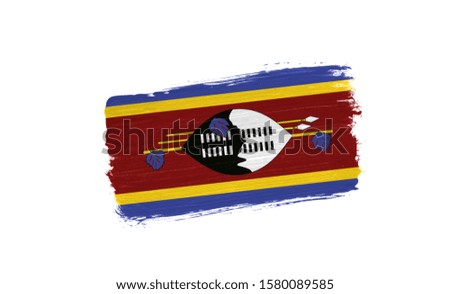 brush painted flag of Swaziland isolated on white background