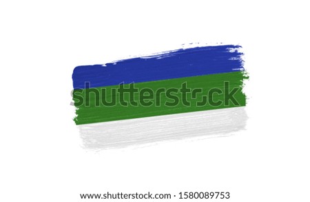 brush painted flag of Komi isolated on white background