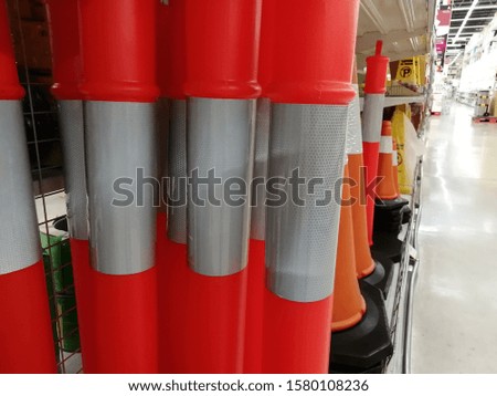 Traffic cones in a material store
