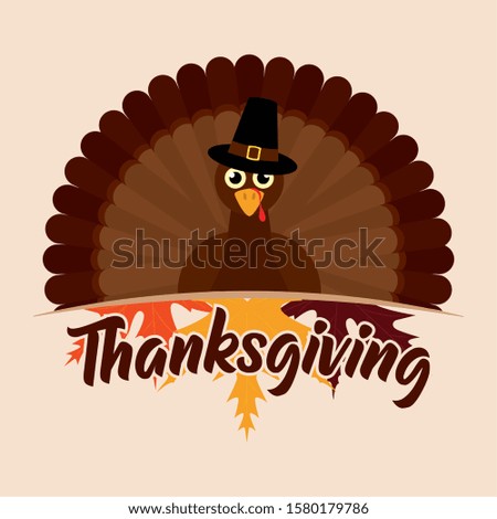 Thanksgiving poster with a turkey and text - VEctor illustration design