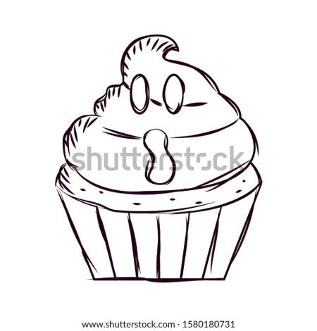 Sketch of a scary cupcake halloween - Vector illustration design