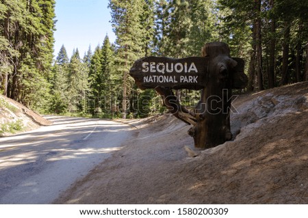 Welcome Sign at the entrance to Sequoia National Park California USA