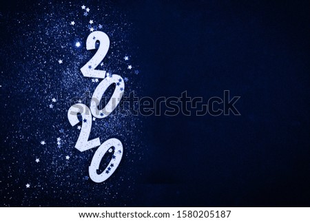 New year composition in trend classic blue background.Close up with copy space