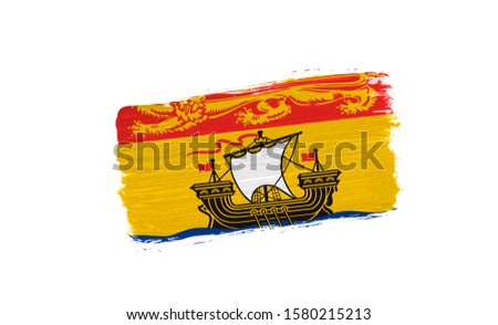 brush painted flag of New Brunswick isolated on white background