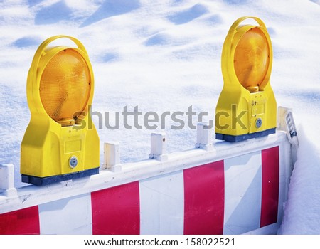 modern security barrier with snow