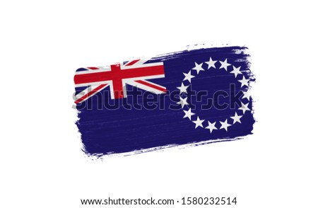 brush painted flag of Cook Islands isolated on white background
