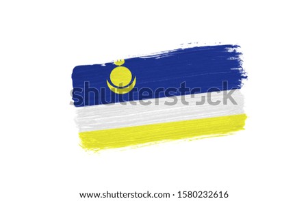 brush painted flag of Buryatia isolated on white background