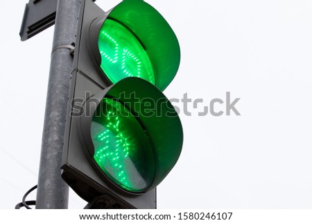 green color of the traffic light with a timer allows pedestrians to cross