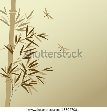 Bamboo with dragonflies in Chinese painting style