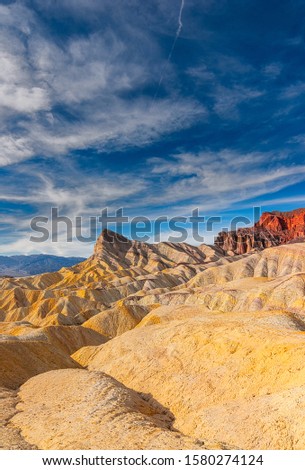 A view of the bright mountain deserted slopes near Zabriskie Point.