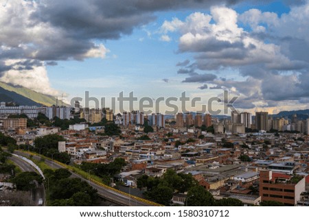 View of Caracas city from east side during a sunset. Venezuela