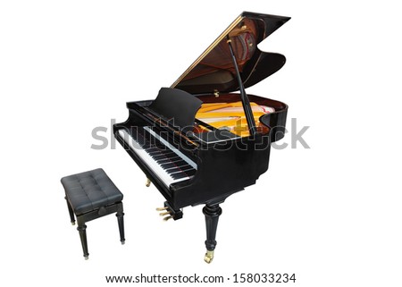 Grand piano isolated under the white background