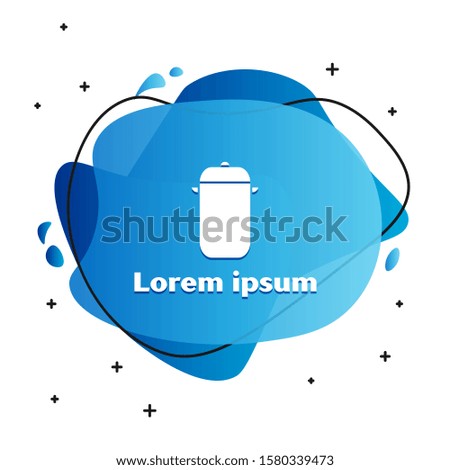 White Cooking pot icon isolated on white background. Boil or stew food symbol. Abstract banner with liquid shapes. Vector Illustration