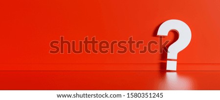 Big white question mark in front of red wall with copy space as faq concept Royalty-Free Stock Photo #1580351245