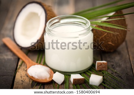 Coconut and milk tropical useful dessert Royalty-Free Stock Photo #1580400694