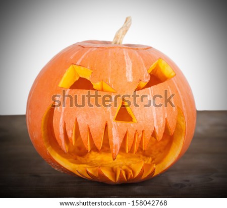Halloween pumpkin closeup on white background