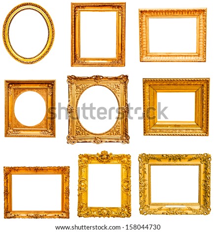 Set of golden vintage frame isolated on white background 