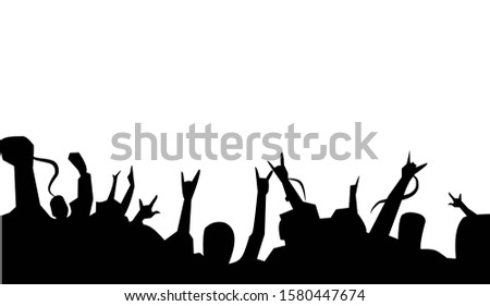 silhouette of concert or festival audience.sport audience hand up clip art