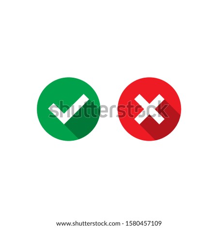 True and false symbols accept rejected for evaluation isolated on white background. Vector illustration