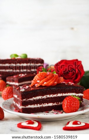 Romantic dessert for Valentine's day on a white background