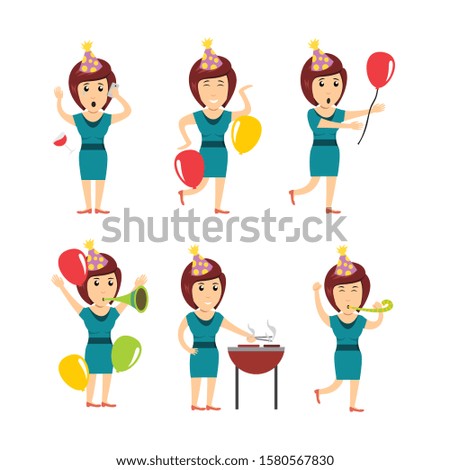 Funny New Year, People dancing party Vector Ilustration women having fun