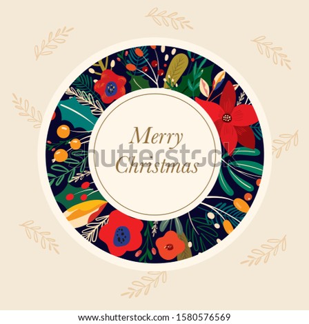 Christmas decorative greeting illustration in vintage style
