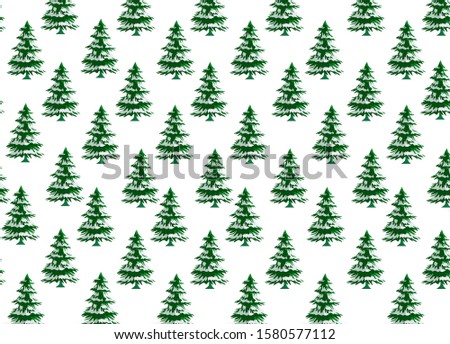 Christmas tree,  Green silhouette decoration sign, isolated on blue background. Flat design. Symbol of holiday, Christmas, New Year celebration.