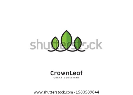 crown leaf logo, nature crown vector