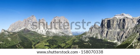 Panoramic view of Langkofel group, Dolomiti - Italy