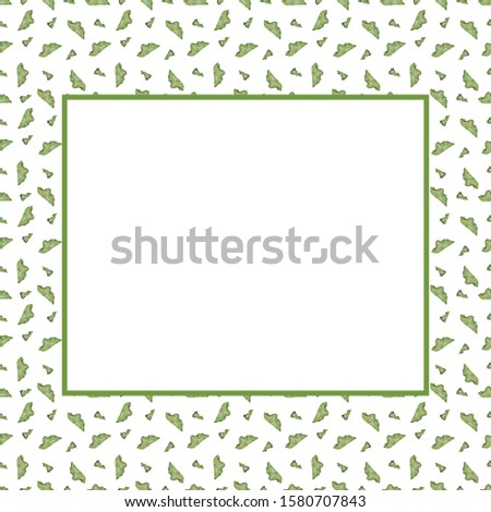Square frame from green spots on a white background. Use for invitations, birthdays, menus.