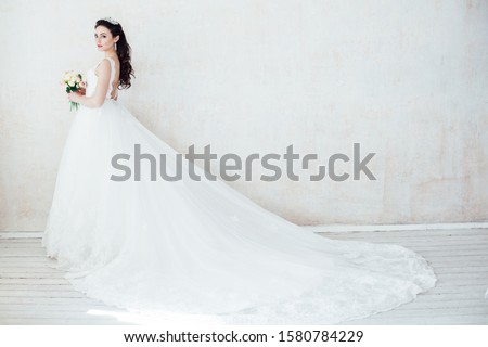 bride Princess in Royal wedding dress white