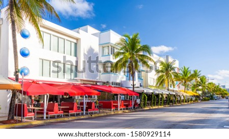 Miami Beach, Florida, USA cityscape on Ocean Drive in the morning.
