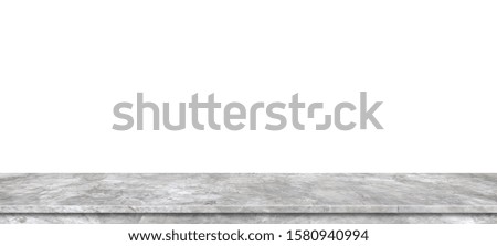 Perspective concrete floor or cement shelf table isolated on white backgrounds,for interior and website web page or for display products,studio room,with clipping path .loft style