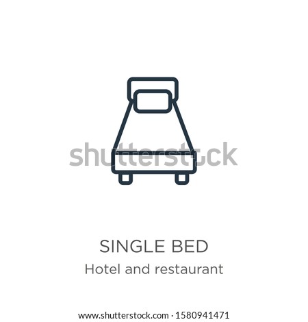 Single bed icon. Thin linear single bed outline icon isolated on white background from hotel and restaurant collection. Line vector sign, symbol for web and mobile