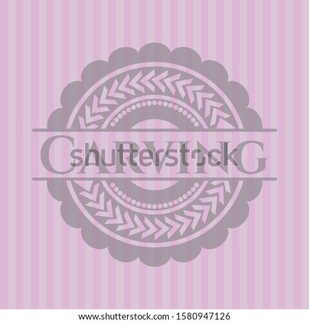 Carving vintage pink emblem. Vector Illustration. Detailed.