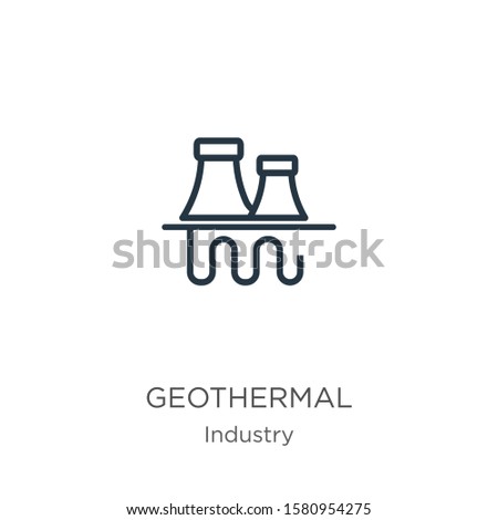 Geothermal icon. Thin linear geothermal outline icon isolated on white background from industry collection. Line vector sign, symbol for web and mobile Royalty-Free Stock Photo #1580954275