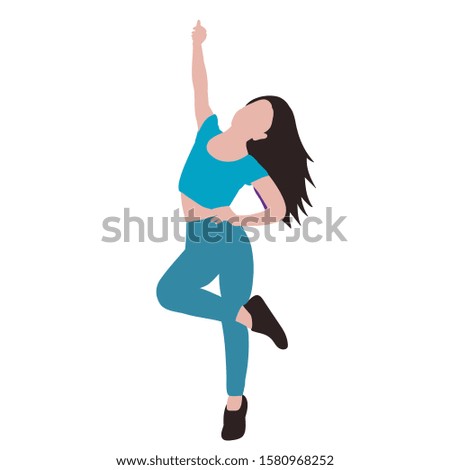 isolated, girl flat style dancing