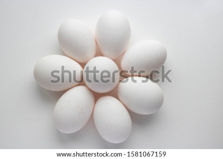 A white flower made of chicken eggs.The concept of Easter, diet,agriculture